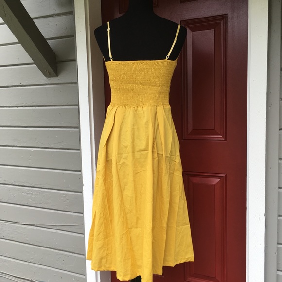Yellow Mustard Knot Front Button Dress - Picture 5 of 8